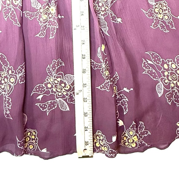 Marc Jacobs Silk Floral Ribbon Tiered Bohemian Midi Skirt Maroon Wine Size 12 - Picture 11 of 11